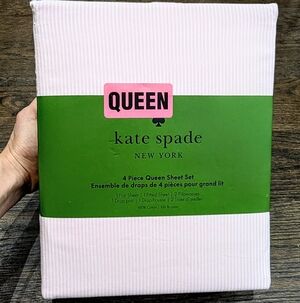 Kate Spade QUEEN Pink Stripe 100% Cotton Sheet Set